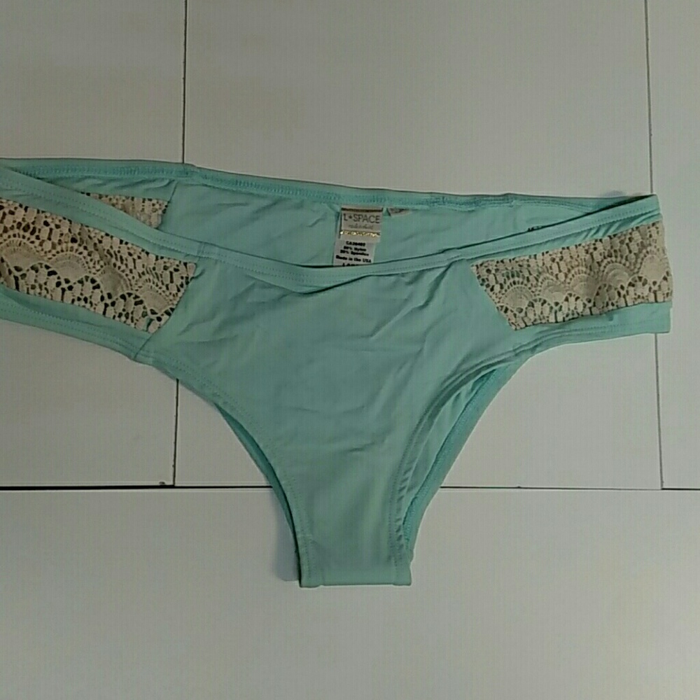 L Space bitsy cut sky blue lace bikini bottoms